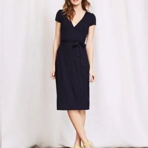 Boden Wrap Jersey Black Day Dress 8P